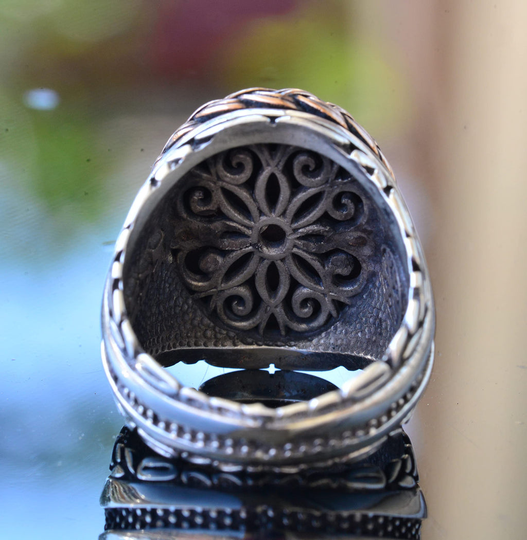 Islamic Ya Jabbar Ring - 925 Sterling Silver Men's Ring - Bronze Embellished Islamic Jewelry — 5