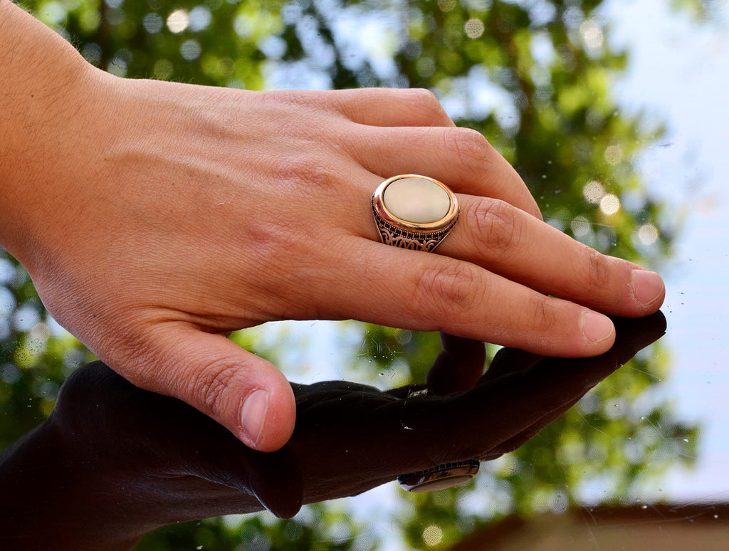 Natural Pearl Precious Stone Ring — 6