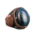 Natural Azurite Stone Ring, Star of David Silver Ring
