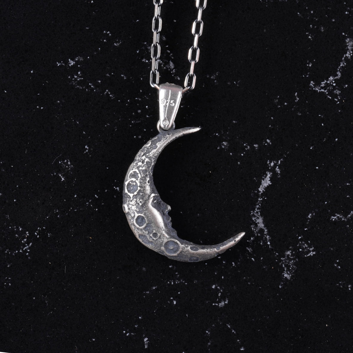 925 Sterling Silver Crescent Moon Pendant – Vintage Boho Lunar Jewelry — 5