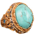 925 Sterling Silver Men's Ring Natural Arizona Turquoise Stone - Bold and Stylish Design, Suitable for Daily Wear and Special Events