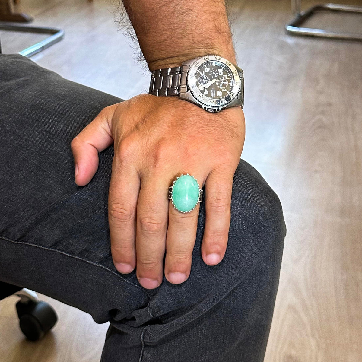Natural Amazonite Stone Ring - 925 Sterling Silver Handmade Ring — 3