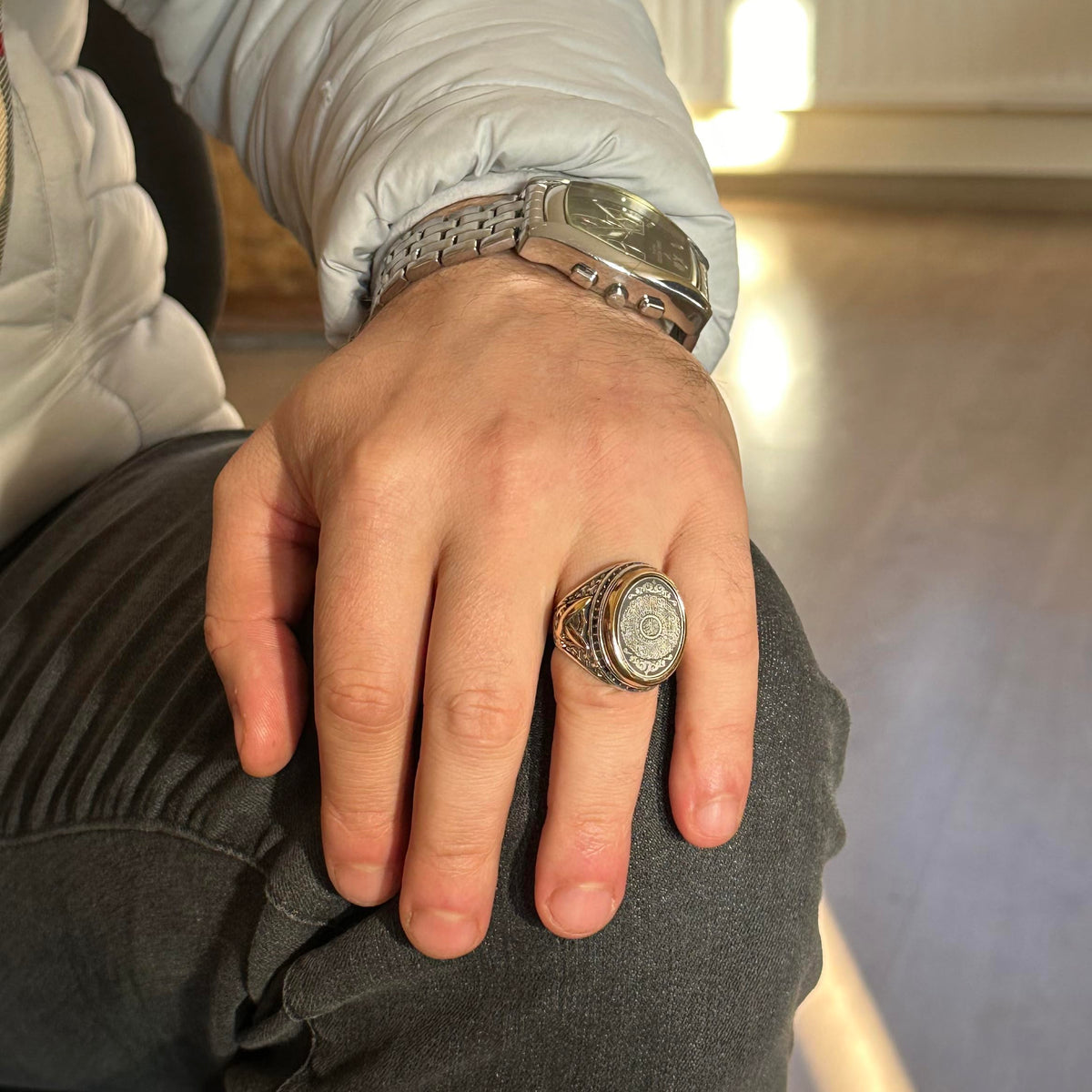 Ayatul Kursi Engraved Silver Men's Ring — 7