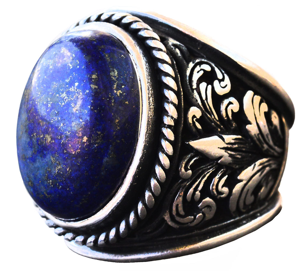 Elegant Natural Stone Collection for Men: 925 Sterling Silver Ring - Lapis Lazuli