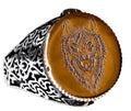 Silver Ring - Wolf Head Design with Gold Detail