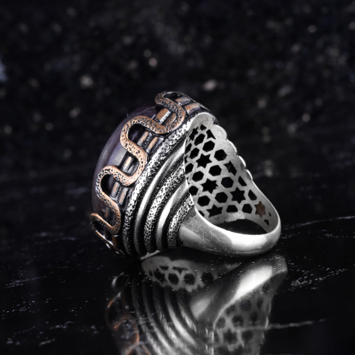 KAMBO Natural Ruby Stone Men's Large Ring – 925 Sterling Silver Bronze Claw Set Large Oval Cabochon Ruby Ring – Handmade Statement Jewelry — 7