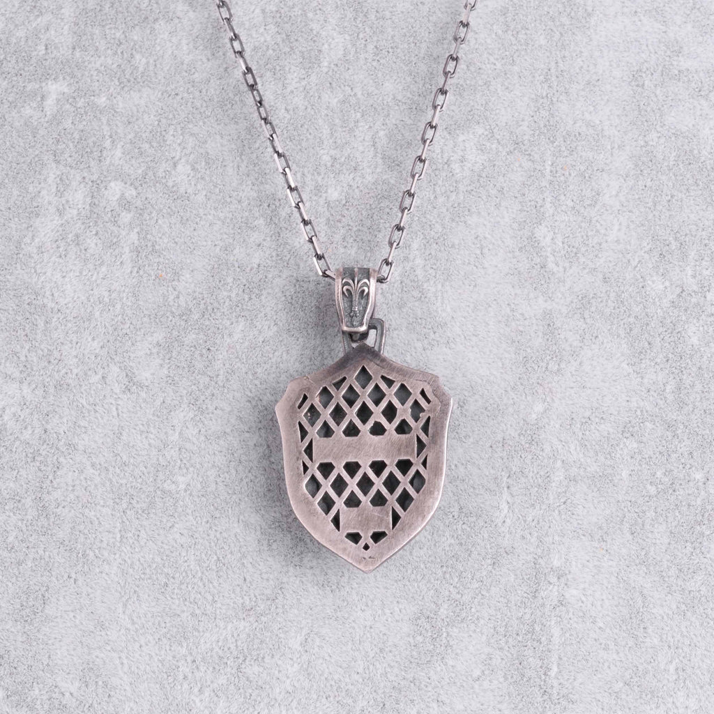 KAMBO 925 Sterling Silver Owl Shield Necklace – Handmade Amulet Necklace Symbolizing Wisdom, Protection, and Intuition (Silver Gold Plated) — 5