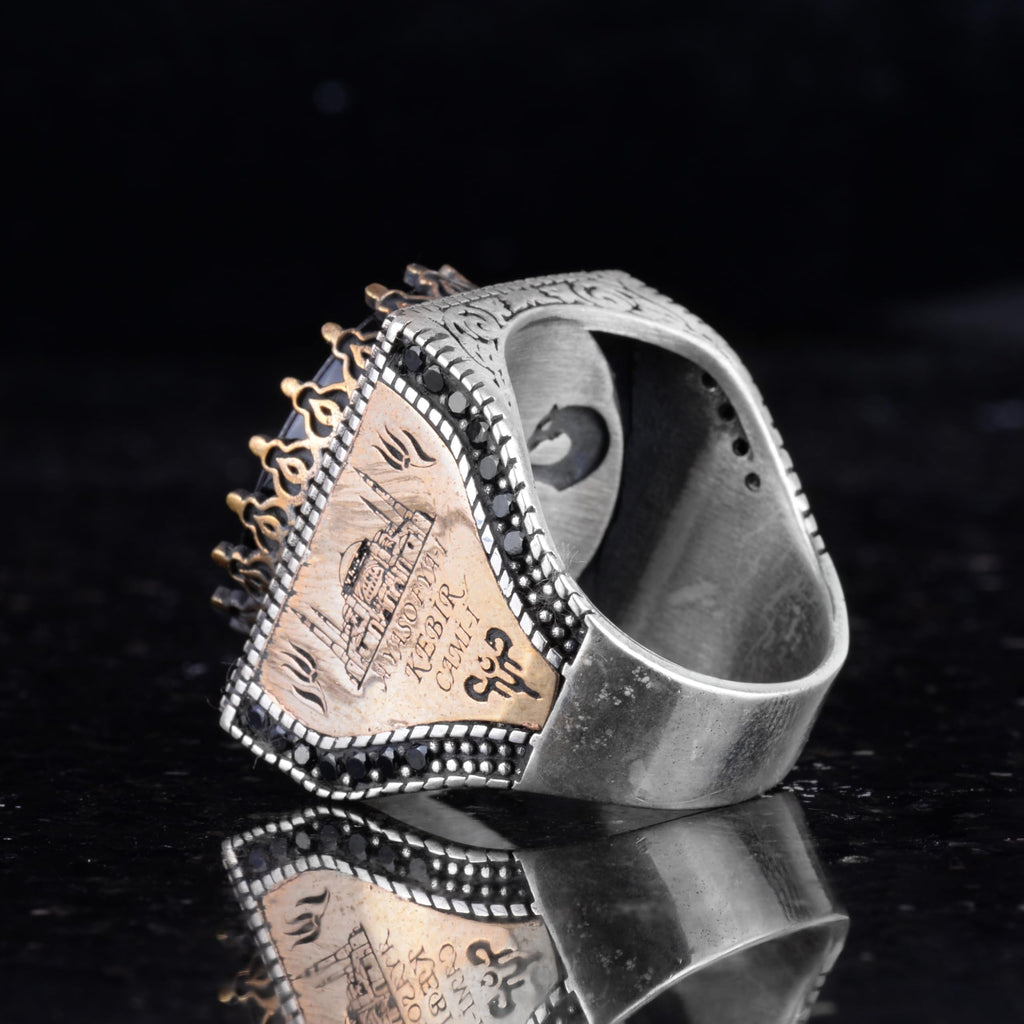 Silver Men's Ring - Seal of Solomon, Islamic Vav Pattern and Mosque Design - Handmade Vintage Ring — 6