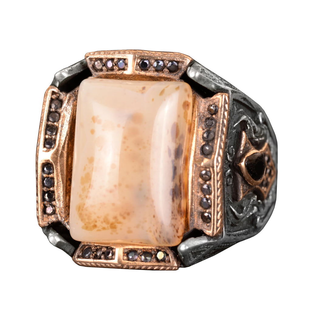 Natural Yemen Agate Stone Ring - 925 Sterling Silver Ring (Model-4)