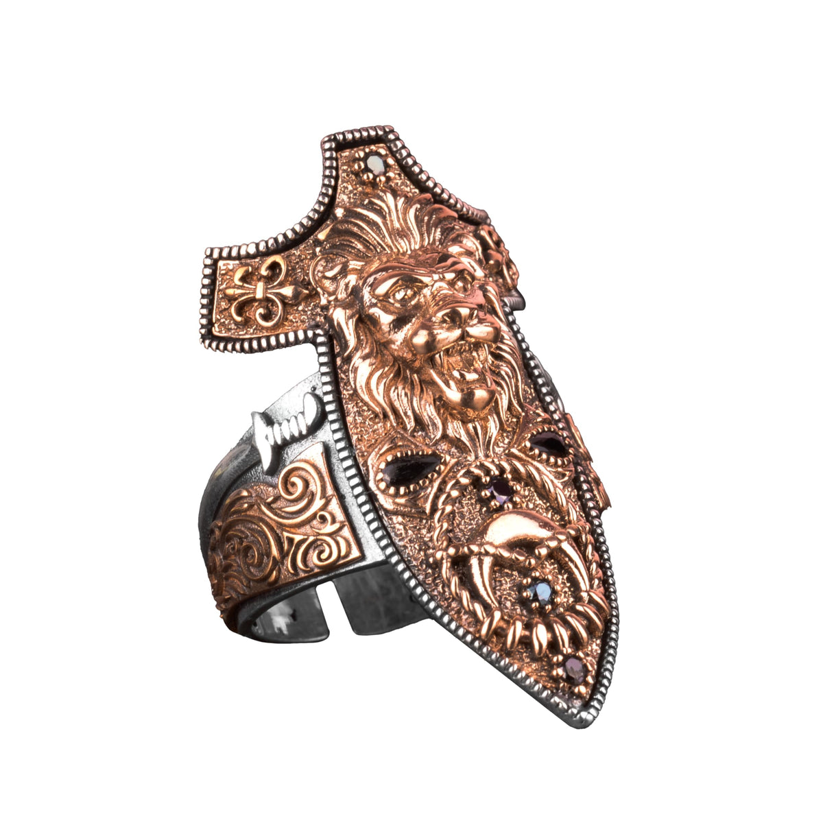 Archer Lion Ring, Animal Figure Lion Silver Ring, 925 Sterling Silver Ring