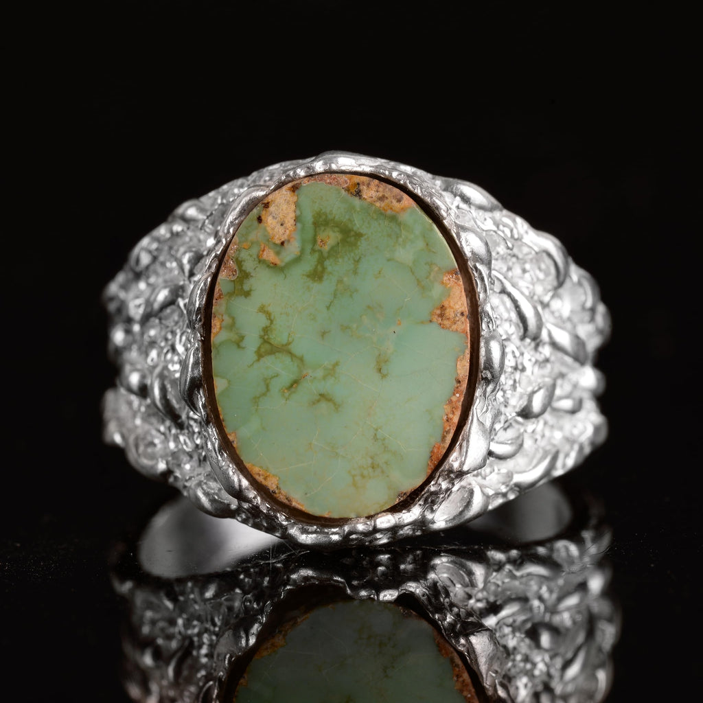 Natural Arizona Turquoise Stone Ring - 925 Sterling Silver Minimalist Ring (Model-2) — 4