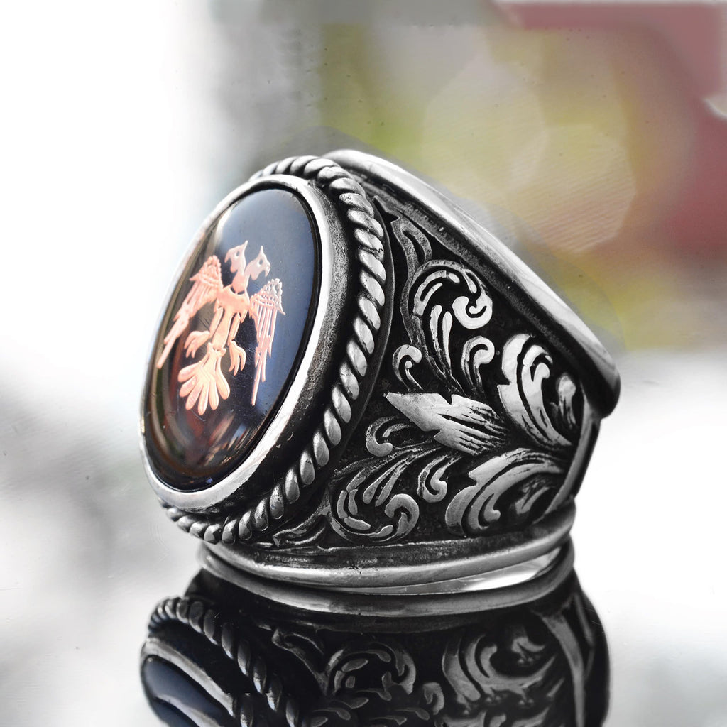 Double Headed Eagle Ring, 925 Sterling Silver Men's Ring, Silver Eagle Jewelry — 4
