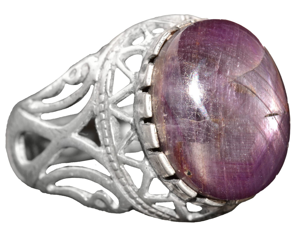 Natural Star Sapphire Stone Ring - 925 Sterling Silver Men's Ring