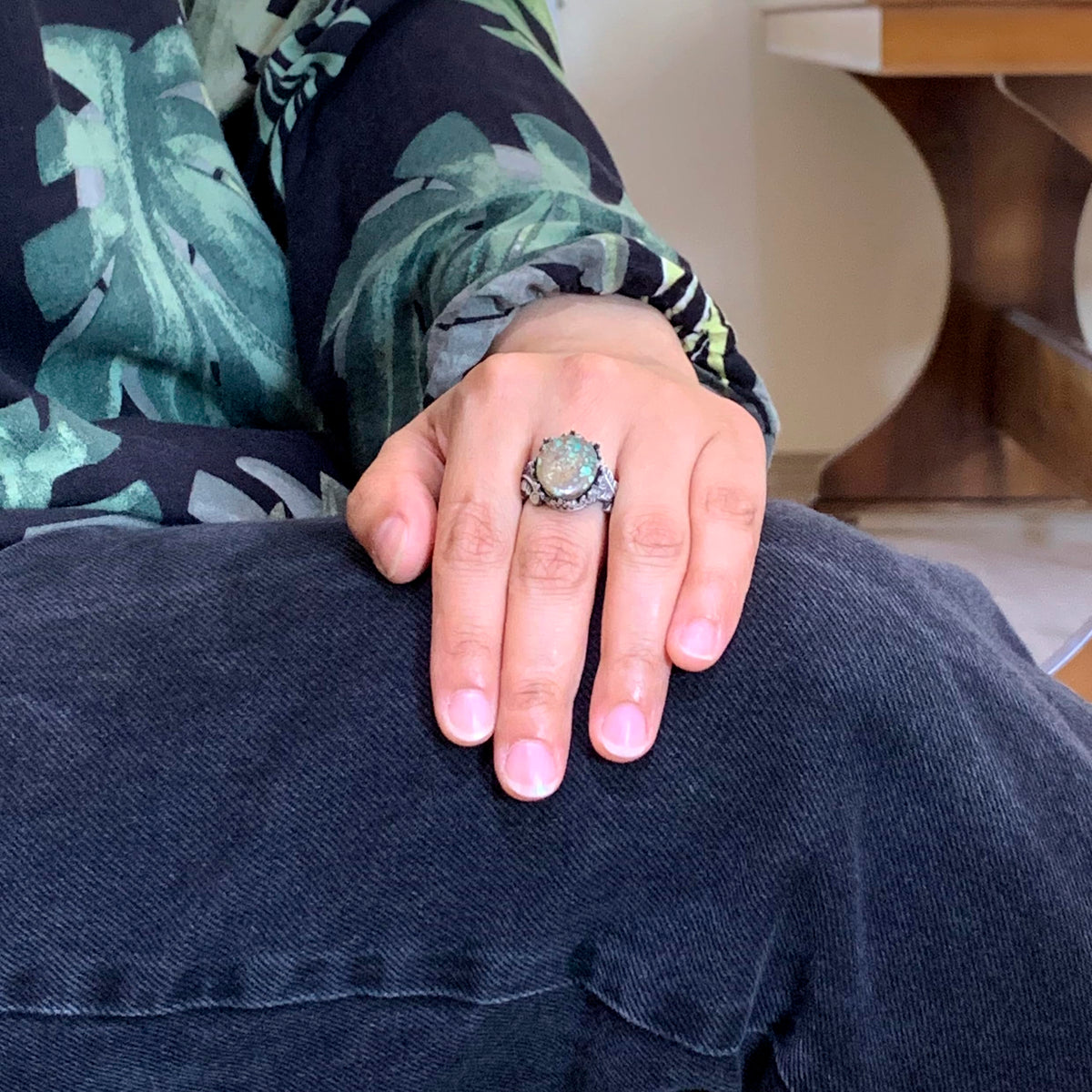 Natural Arizona Turquoise Stone Ring, 925 Sterling Silver Ring, Minimalist Handmade Ring (Model-4) — 3
