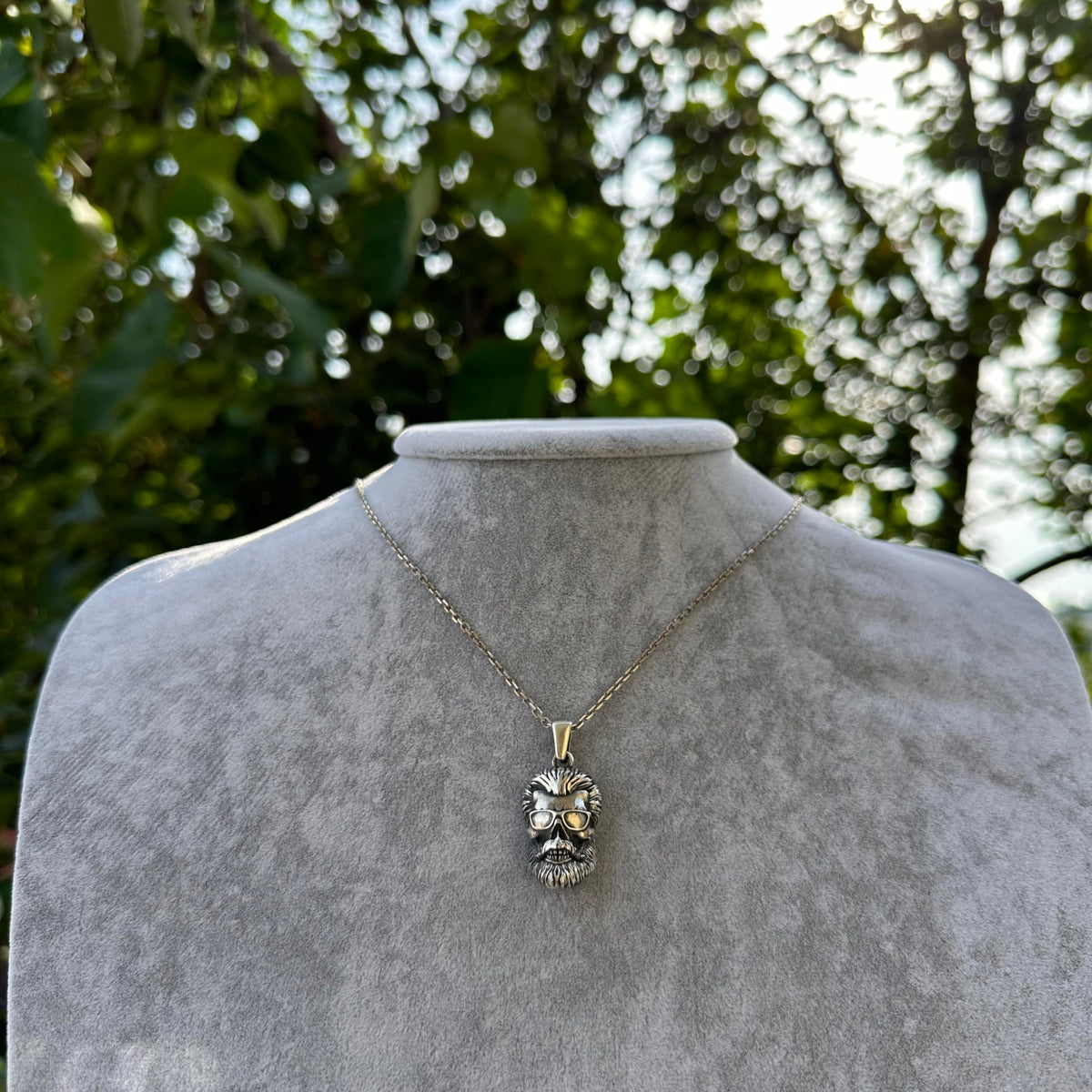 925 Sterling Silver Bearded Skull Necklace — 3