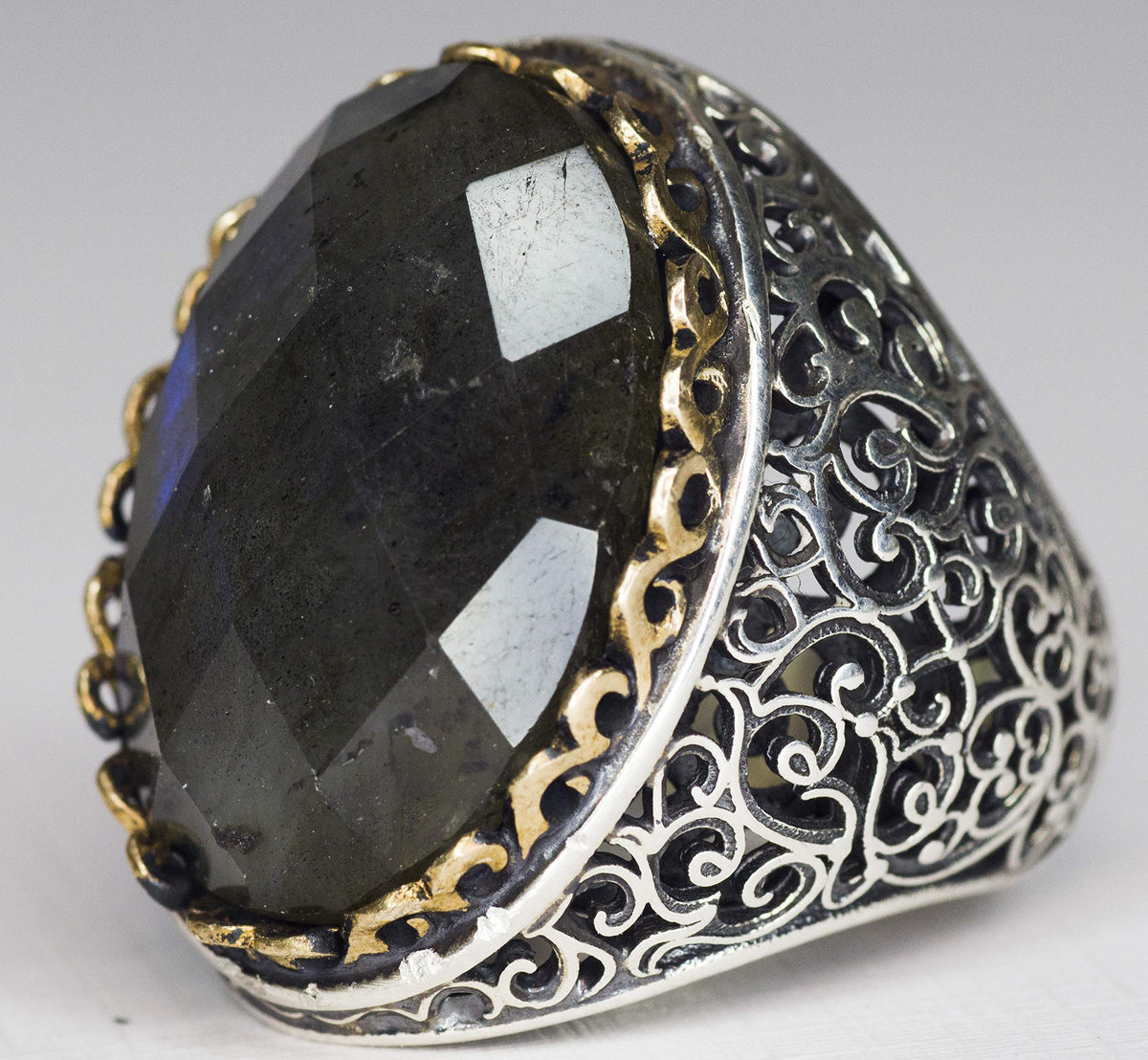 925 Sterling Silver Ring, Natural Labradorite Stone — 2