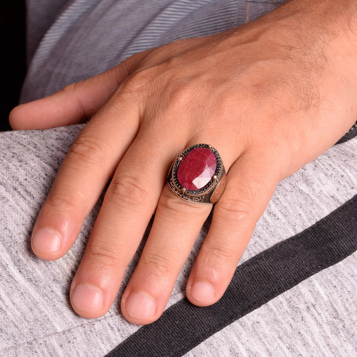 Natural Ruby Stone Ring | 925 Sterling Silver Seal of Solomon Ring — 4
