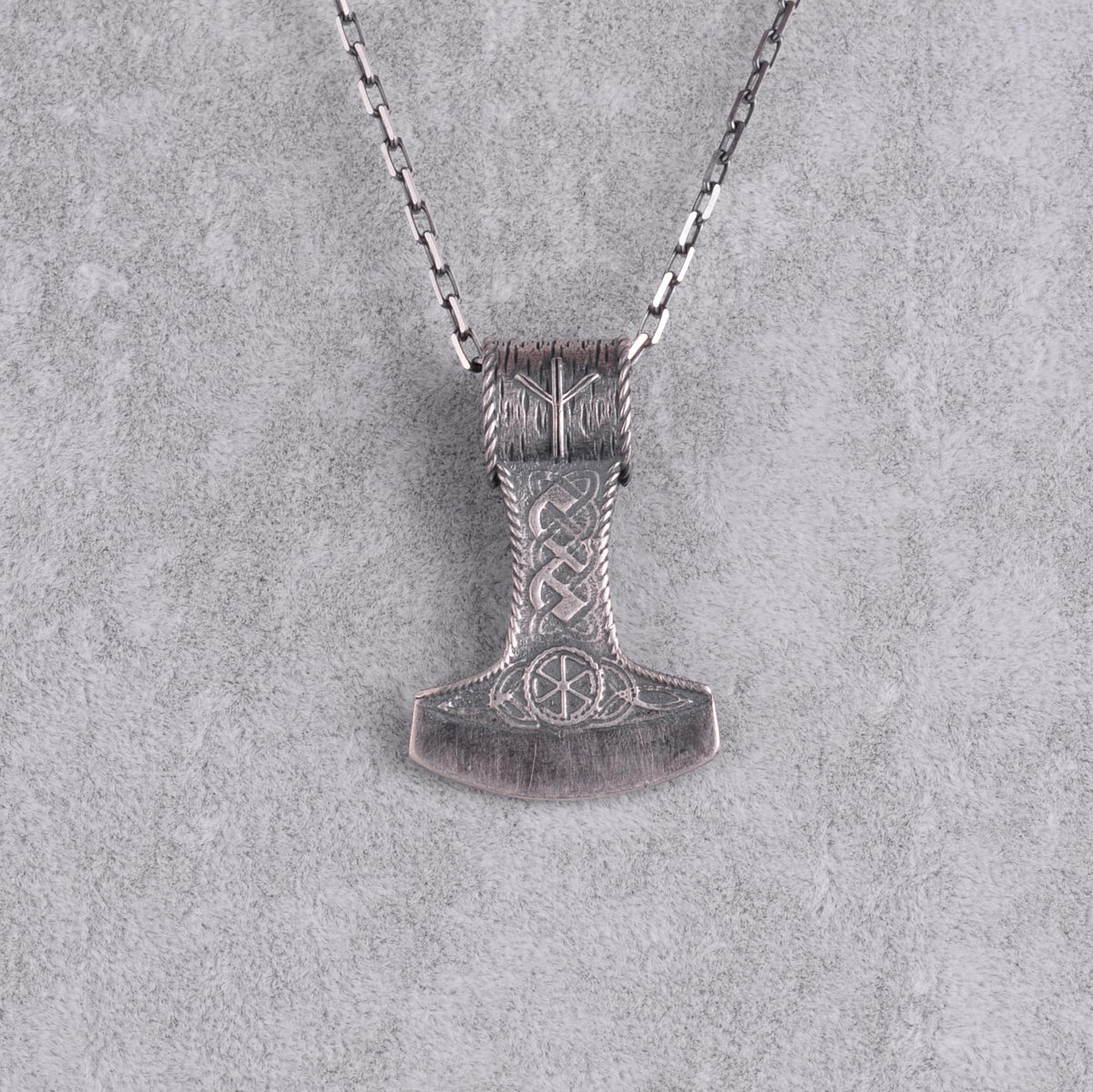 Handmade Viking Mjolnir Necklace - 925 Sterling Silver Chain Thor's Hammer Amulet (Silver) — 4