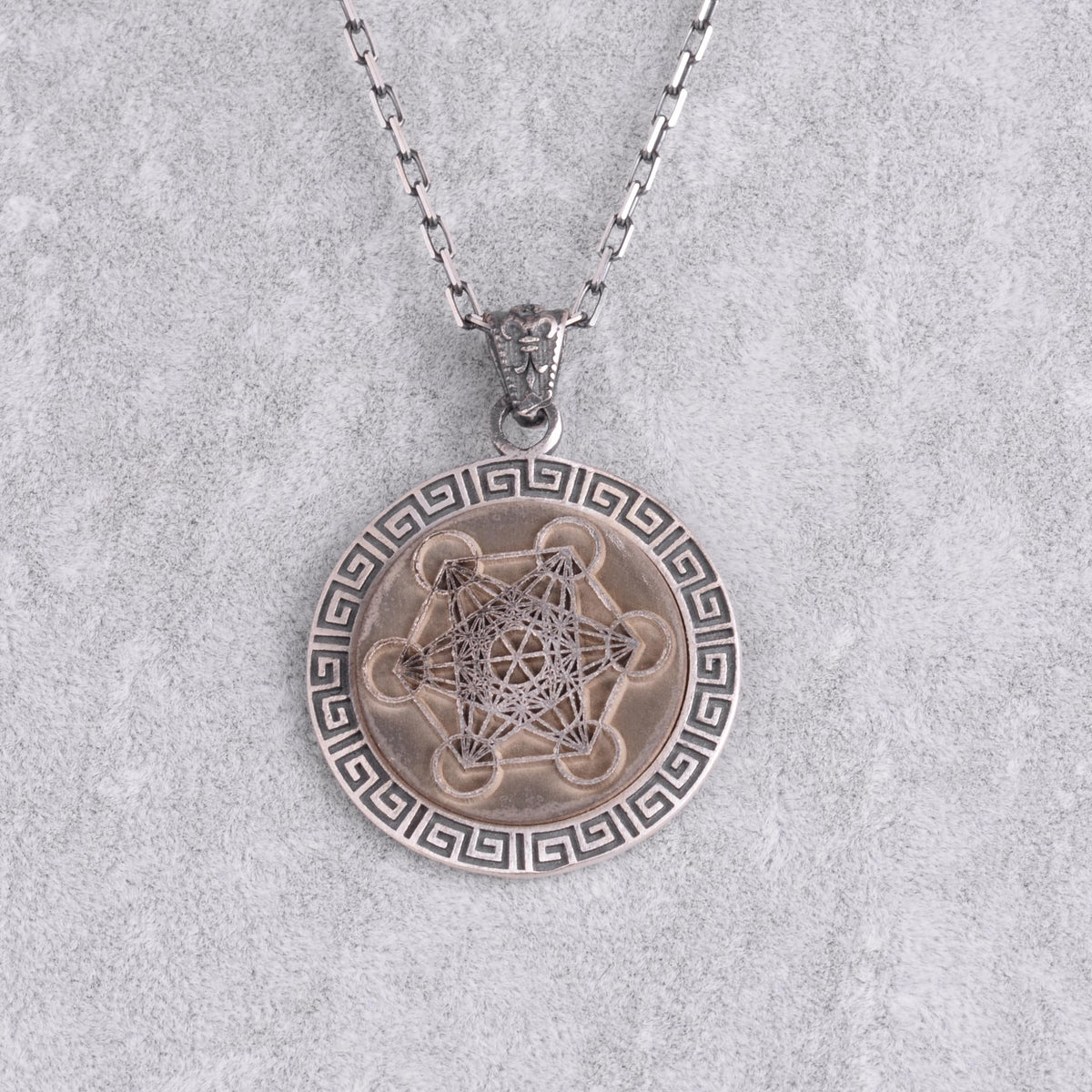KAMBO Metatron Sacred Geometry Necklace – Metatron Necklace – 925 Sterling Silver Chain – Spiritual Energy Amulet for Men (Silver) — 3