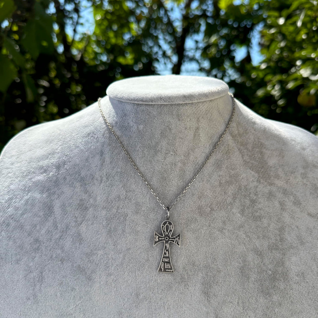 KAMBO 925 Sterling Silver Ankh Necklace, Egyptian Life Cross Necklace, Handmade Silver Jewelry — 3