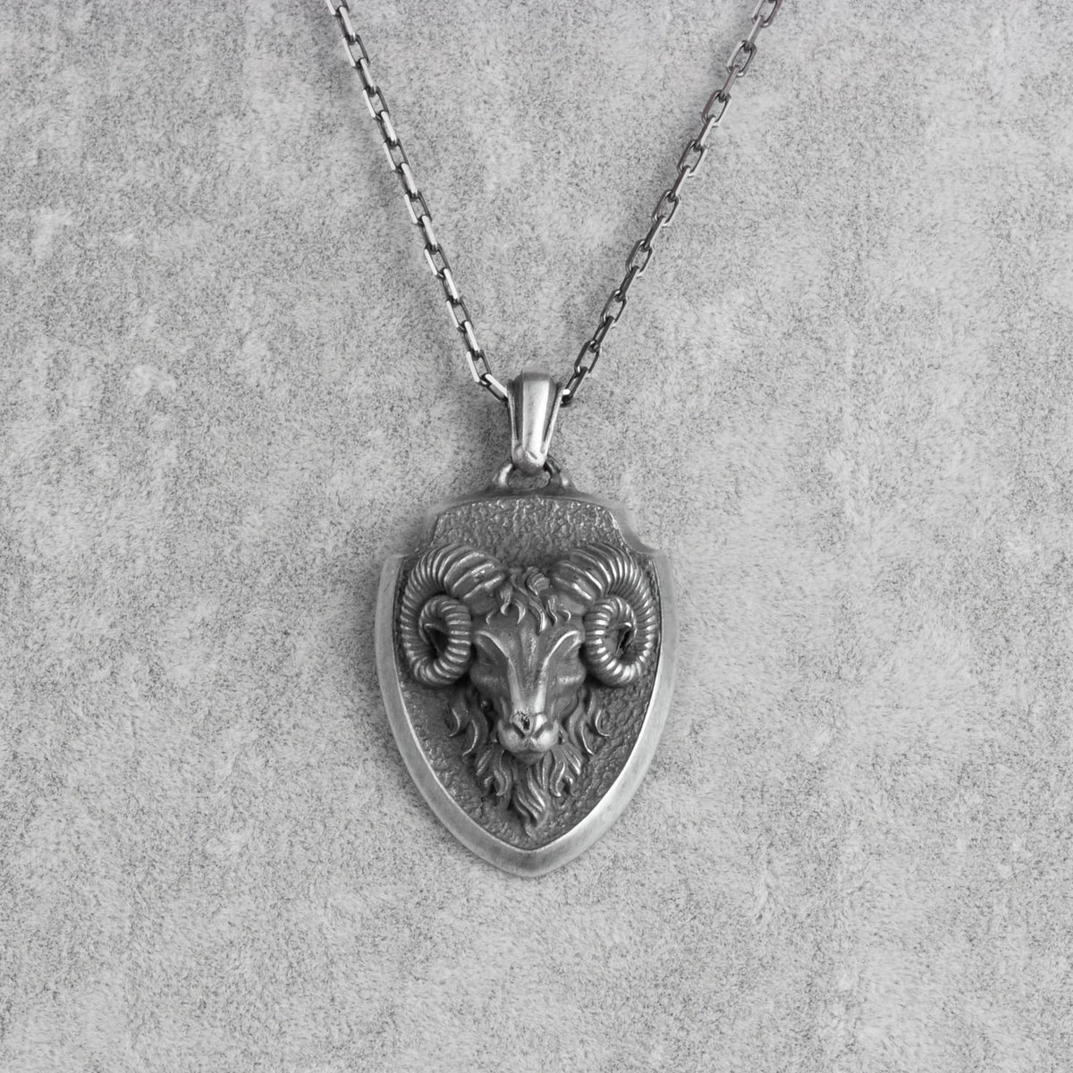 KAMBO Men's 925 Sterling Silver Ram Head Necklace – Viking Goat Symbol Shield Necklace – Chain Handmade Scandinavian Warrior Jewelry — 4