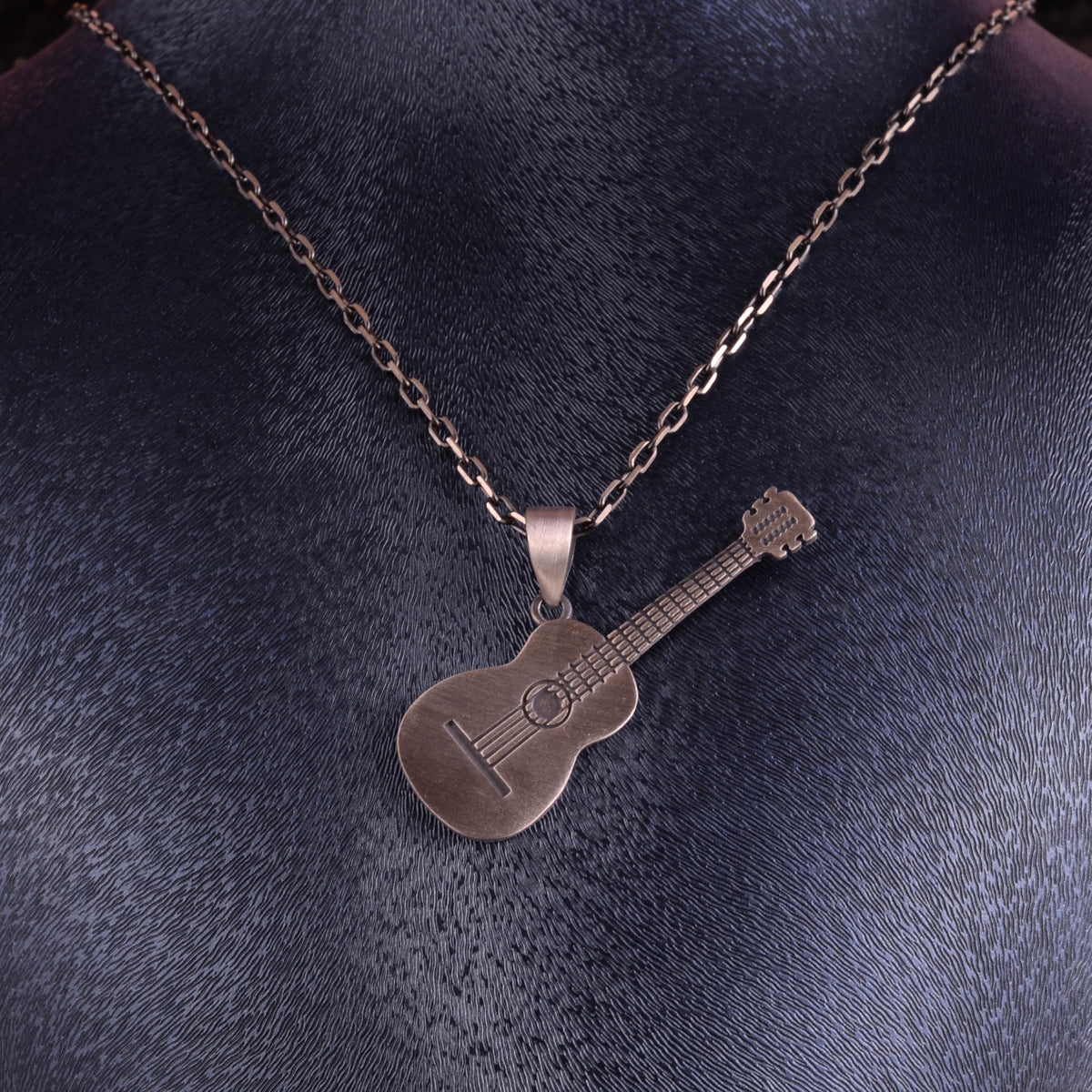 KAMBO Unisex Guitar Necklace – 925 Sterling Silver Chain Music Lover Guitar Necklace Minimal Design — 2