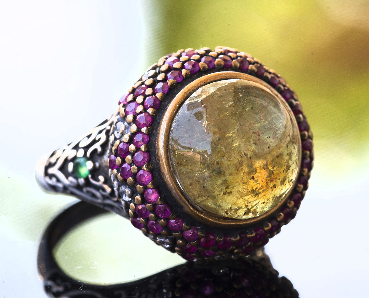 Natural Star Cat's Eye Stone Silver Unisex Sultan Ring - Noble and Mysterious — 3