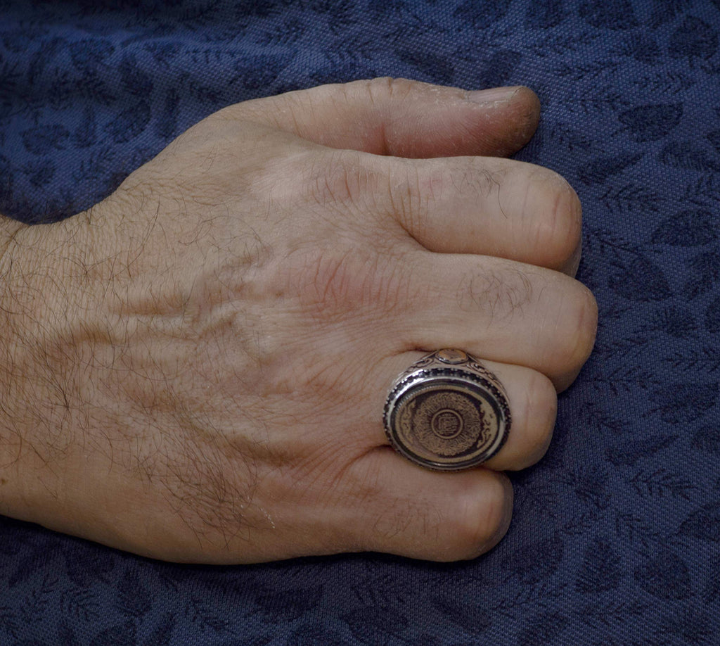 925 Sterling Silver Men's Ring, Islamic Ring, Lailahe illa Allah Muhammaden Rasul Allah — 5
