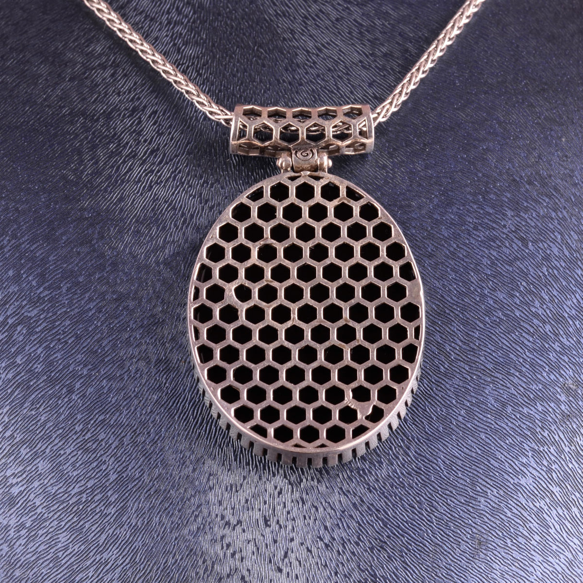 KAMBO Natural Stone Chain Men's Necklace 925 Sterling Silver – Oval Stone Large Necklace (Amethyst) — 5