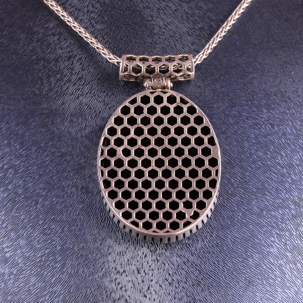 KAMBO Chain Large Necklace 925 Sterling Silver – Vintage Lodge Designed Oval Symbol Necklace (Metatron's Cube) — 5