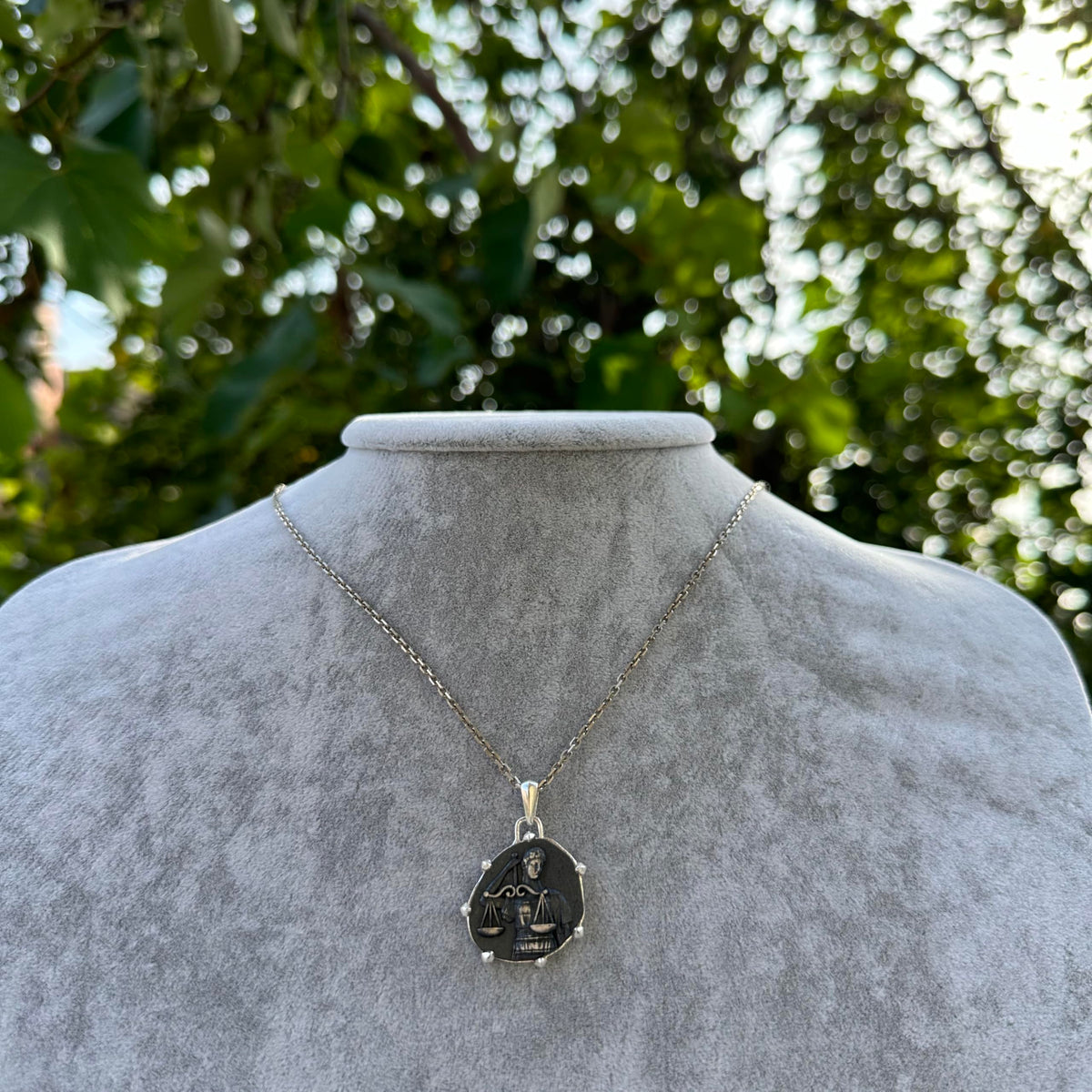 925 Sterling Silver Design Pendant - Zodiac Sign Necklace - Handmade Necklace (Libra) — 3