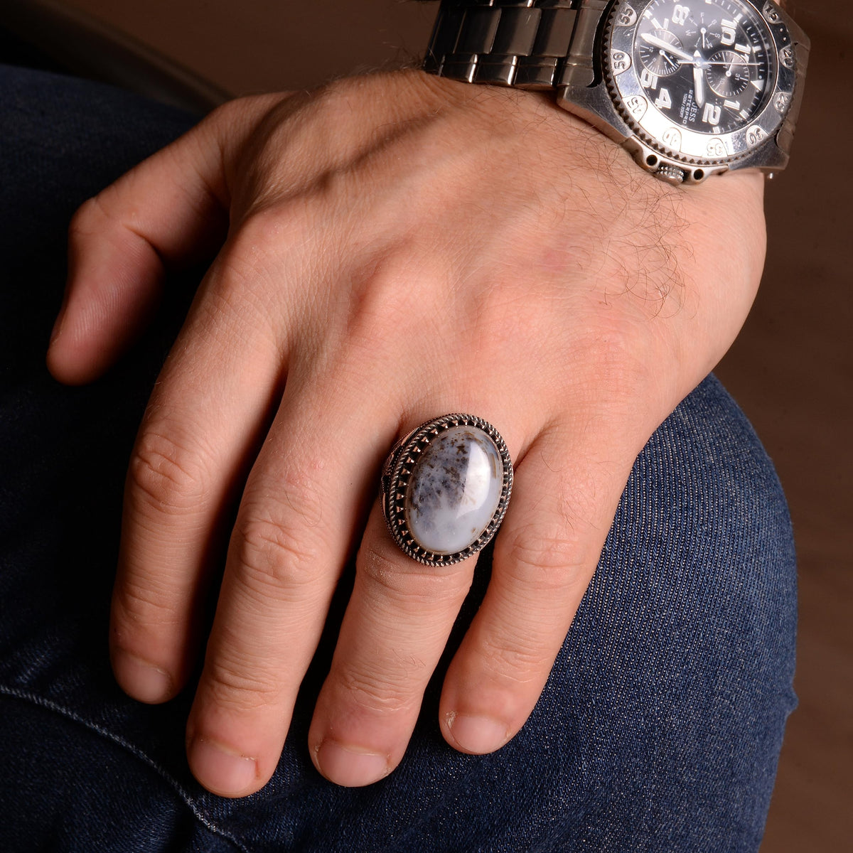 Natural Yemen Agate Stone Ring — 6