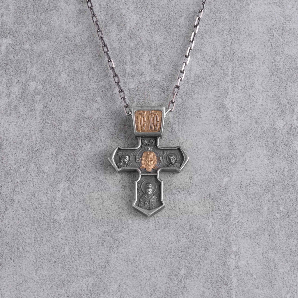 KAMBO 925 Sterling Silver Orthodox Cross Necklace – Archangel Saint Michael Necklace for Men – Byzantine Style Religious Jewelry (Silver Gold Plated) — 5