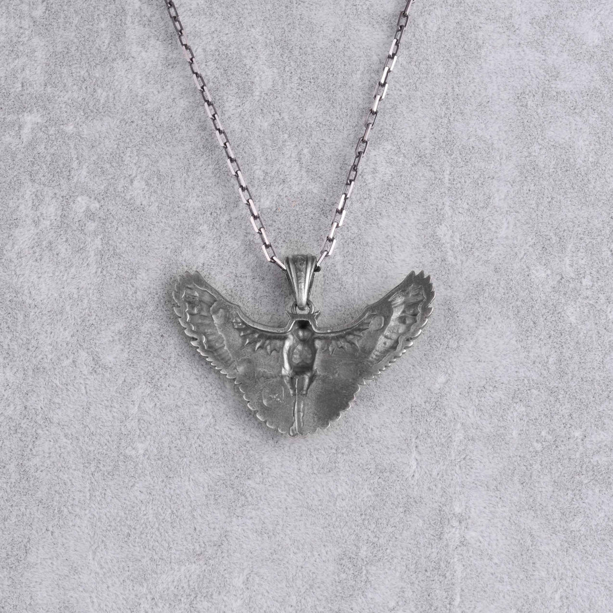 KAMBO 925 Sterling Silver Flying Owl Chain Necklace - Symbol of Wisdom, Intuition, and Freedom - Handmade Gothic Bird Necklace for Men (Gold Plated) — 5