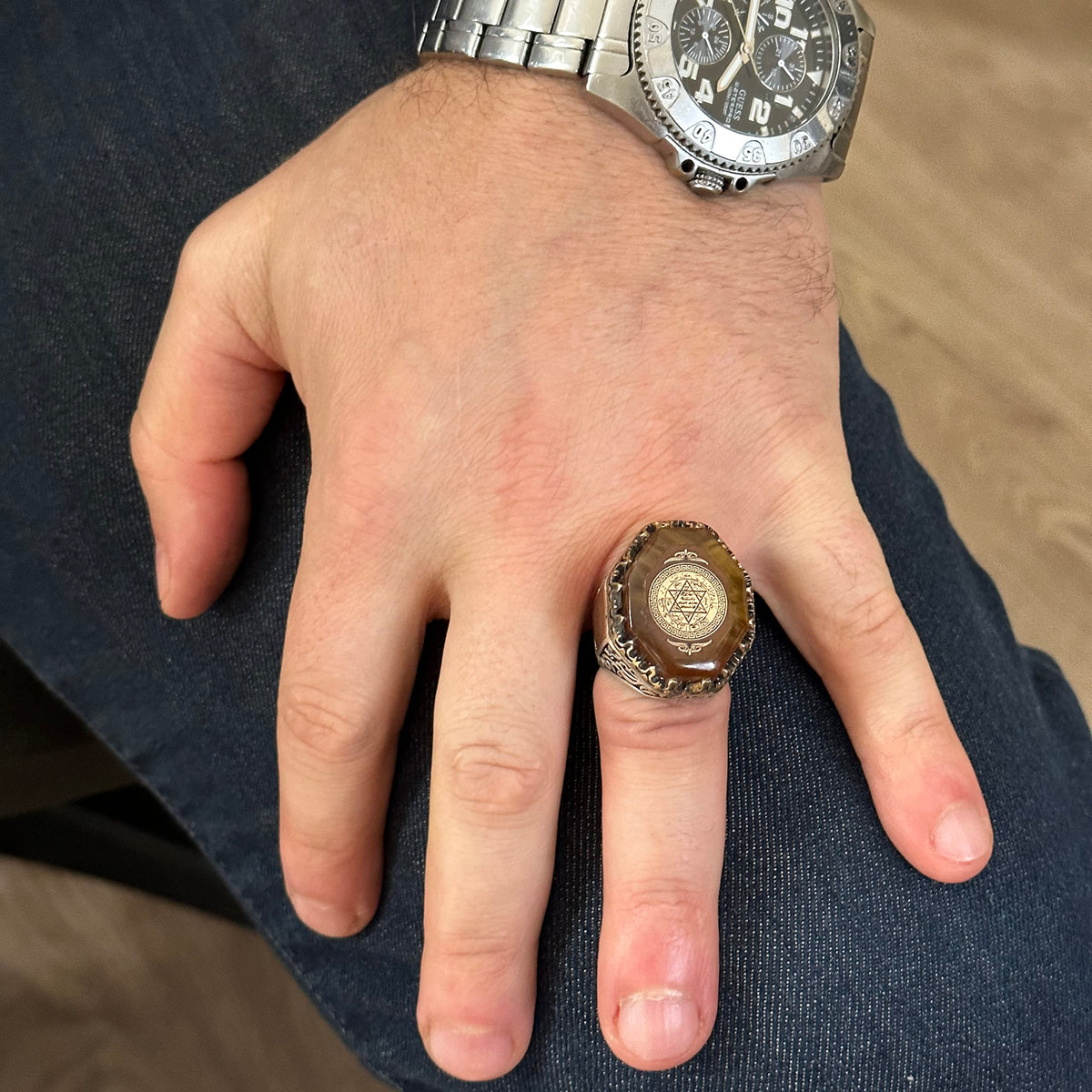 Solomon's Seal Ring, Talisman Ring, Handmade Ring, 925 Sterling Silver Men's Ring — 3