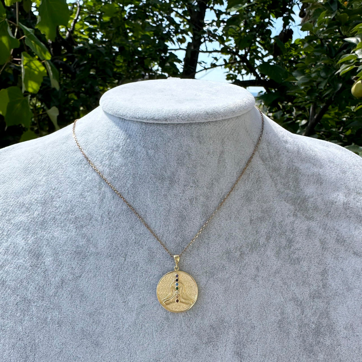 925 Sterling Silver Yoga Gold Plated Necklace - Chakra Jewelry - Meditation Necklace - Anxiety Necklace - Healing Necklace — 3