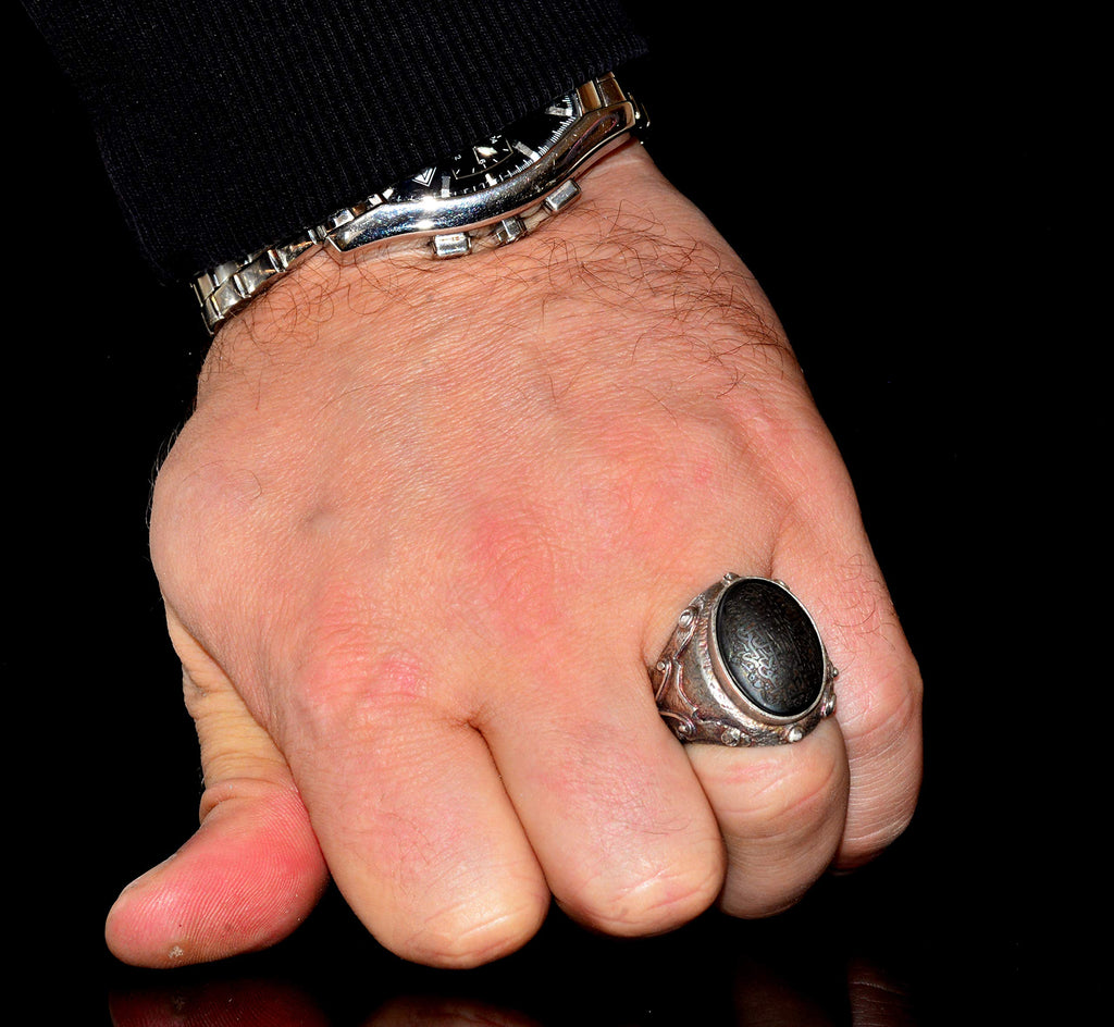 Silver Men's Ring - 'Return to Allah' Inscribed Islamic Muslim Ring — 7