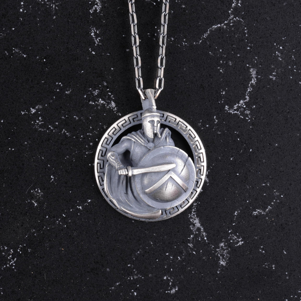 Spartan Warrior Necklace - Gothic Necklace - 925 Sterling Silver Men's Medallion Necklace — 5