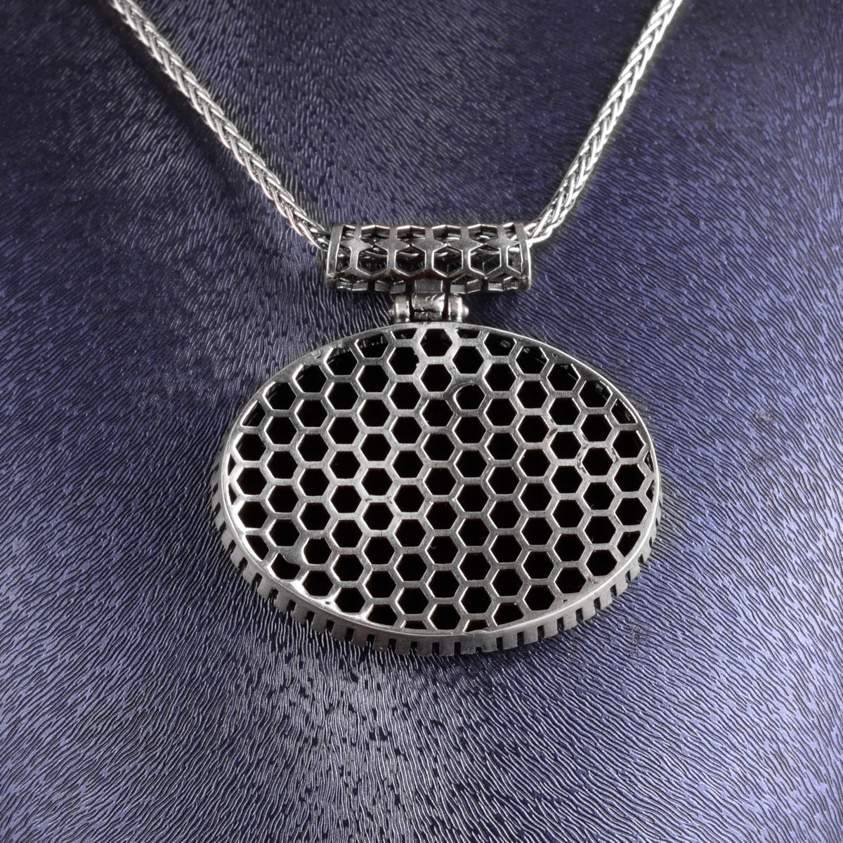 KAMBO Natural Stone Horizontal Large Men's Chain Necklace 925 Sterling Silver – Oval Stone Necklace (Tiger's Eye) — 4