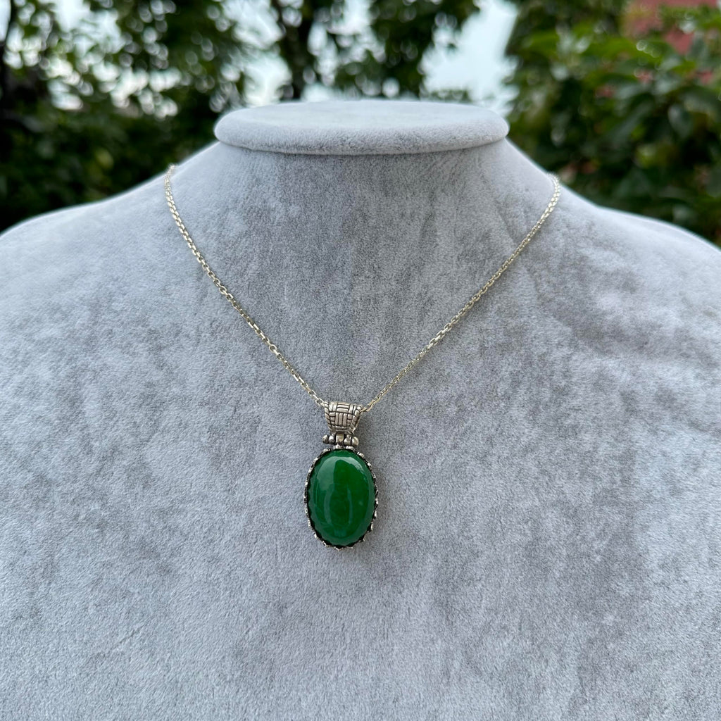 Natural Jade Necklace - 925 Sterling Silver Necklace — 3