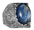 KAMBO 925 Sterling Silver Men's Ring Handmade with Genuine Natural Pearl Stone Byzantine Style Vintage Statement Jewelry