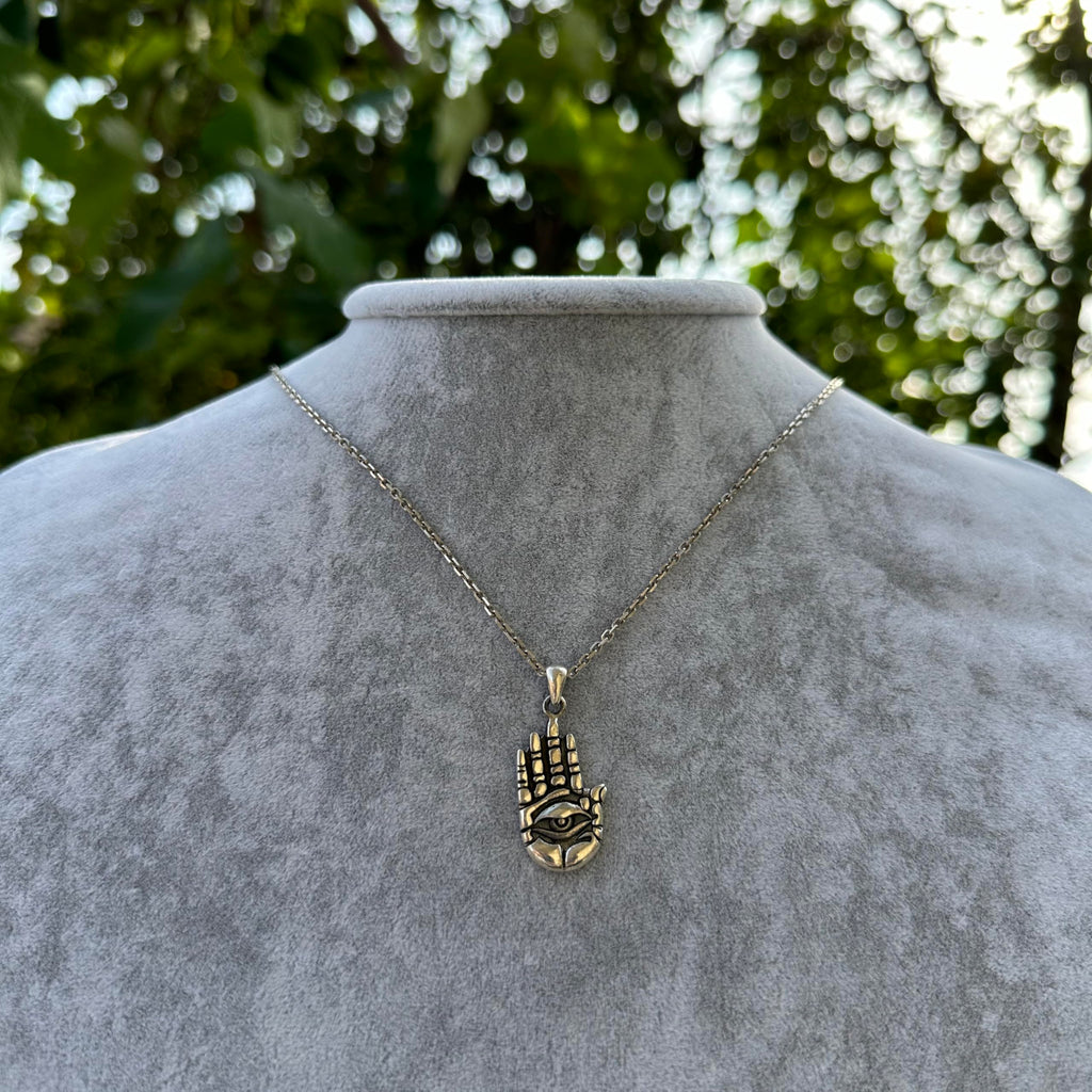 KAMBO 925 Sterling Silver Hamsa Hand Necklace, Divine Eye Symbol, Protective Amulet Necklace — 5