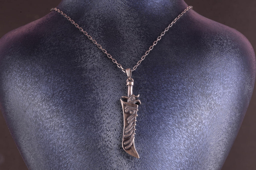 KAMBO 925 Sterling Silver Dagger Necklace – Curved Knife Necklace – Handmade Gothic Sword Jewelry – Masculine Expression Necklace – Unique Gift for Himself — 3