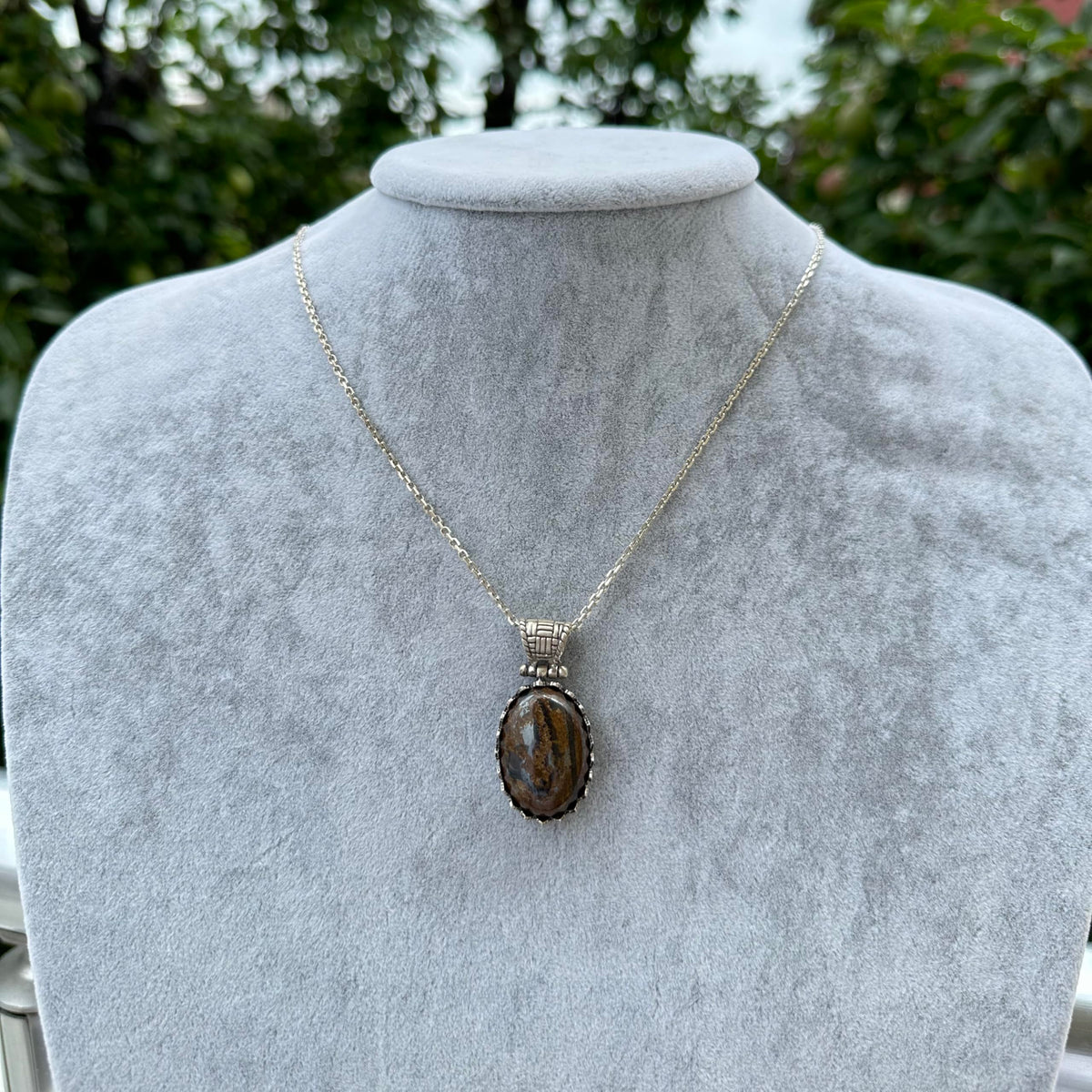Natural Bronzite Necklace - 925 Sterling Silver Necklace — 3