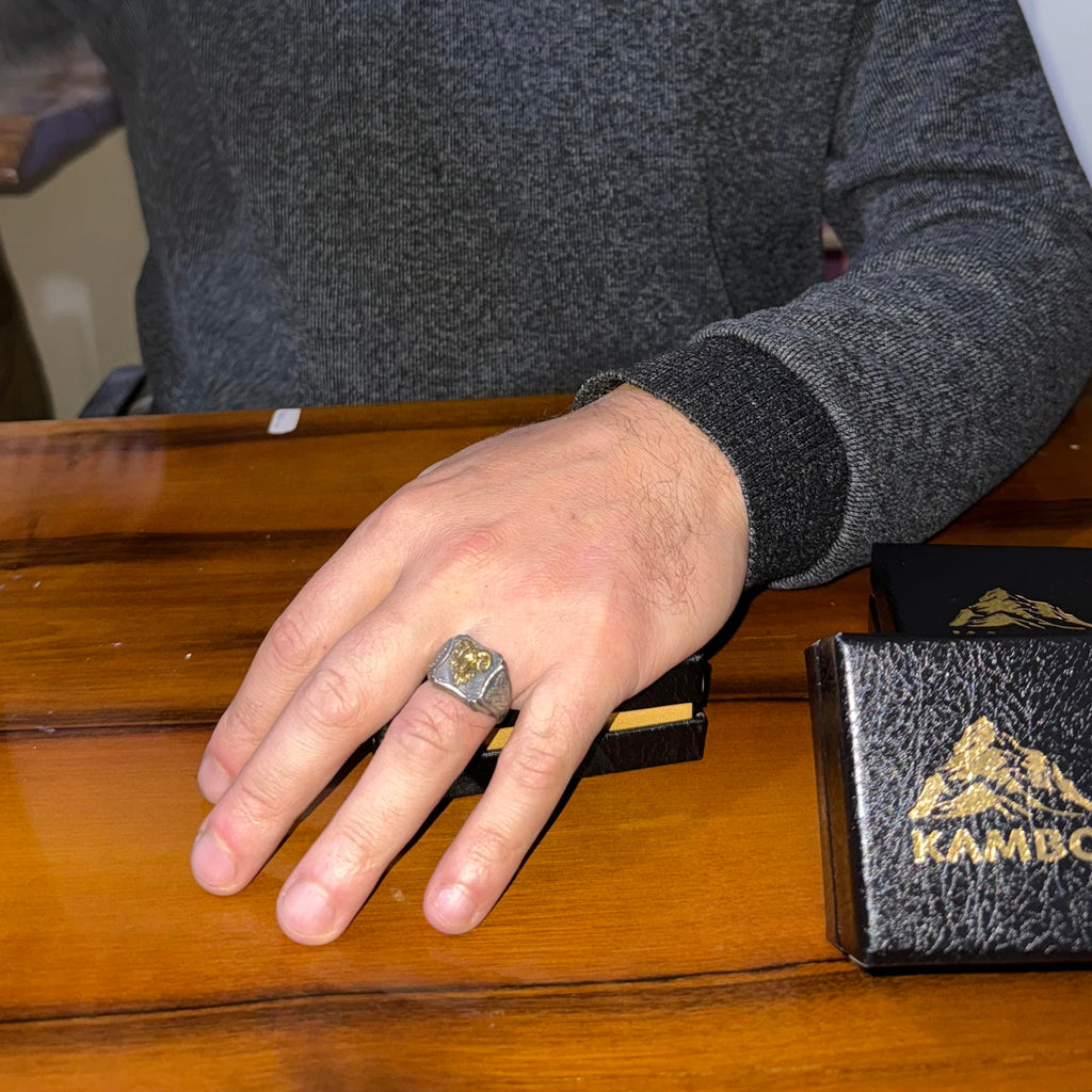 KAMBO Ram Skull Men's Ring – 925 Sterling Silver Gold Plated Ram Head – Handmade Gothic Ram Symbol Jewelry – Bold Viking Statement Ring — 3