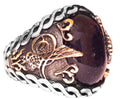 925 Sterling Silver Men's Ring - Night Star Blue Synthetic Stone - Elegant Handmade Jewelry - Ottoman Tughra