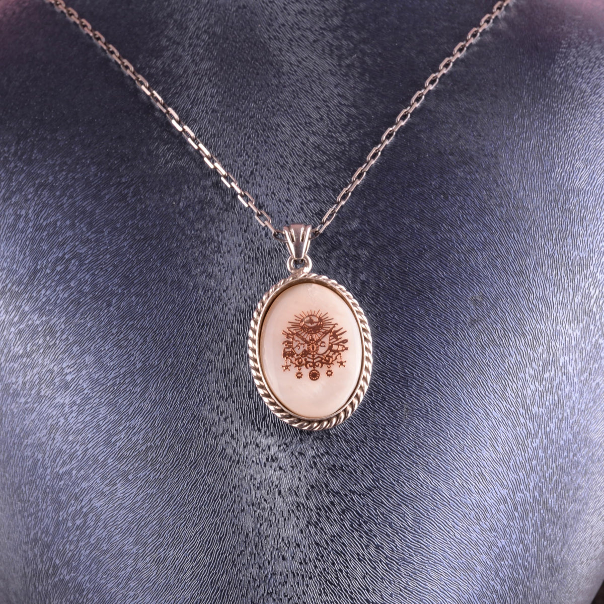 Natural Pearl Symbol Chain Unisex Necklace 925 Sterling Silver – Ottoman Byzantine Symbol Handmade Necklace (Ottoman Pearl) — 2