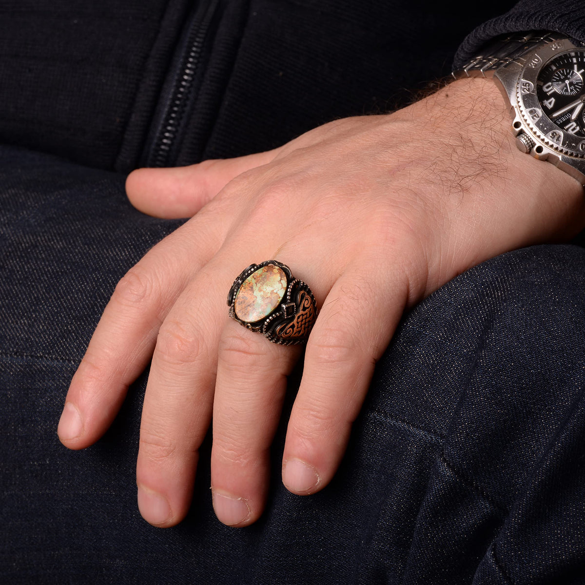 Green Turquoise Stone Ring (Model-3) — 6