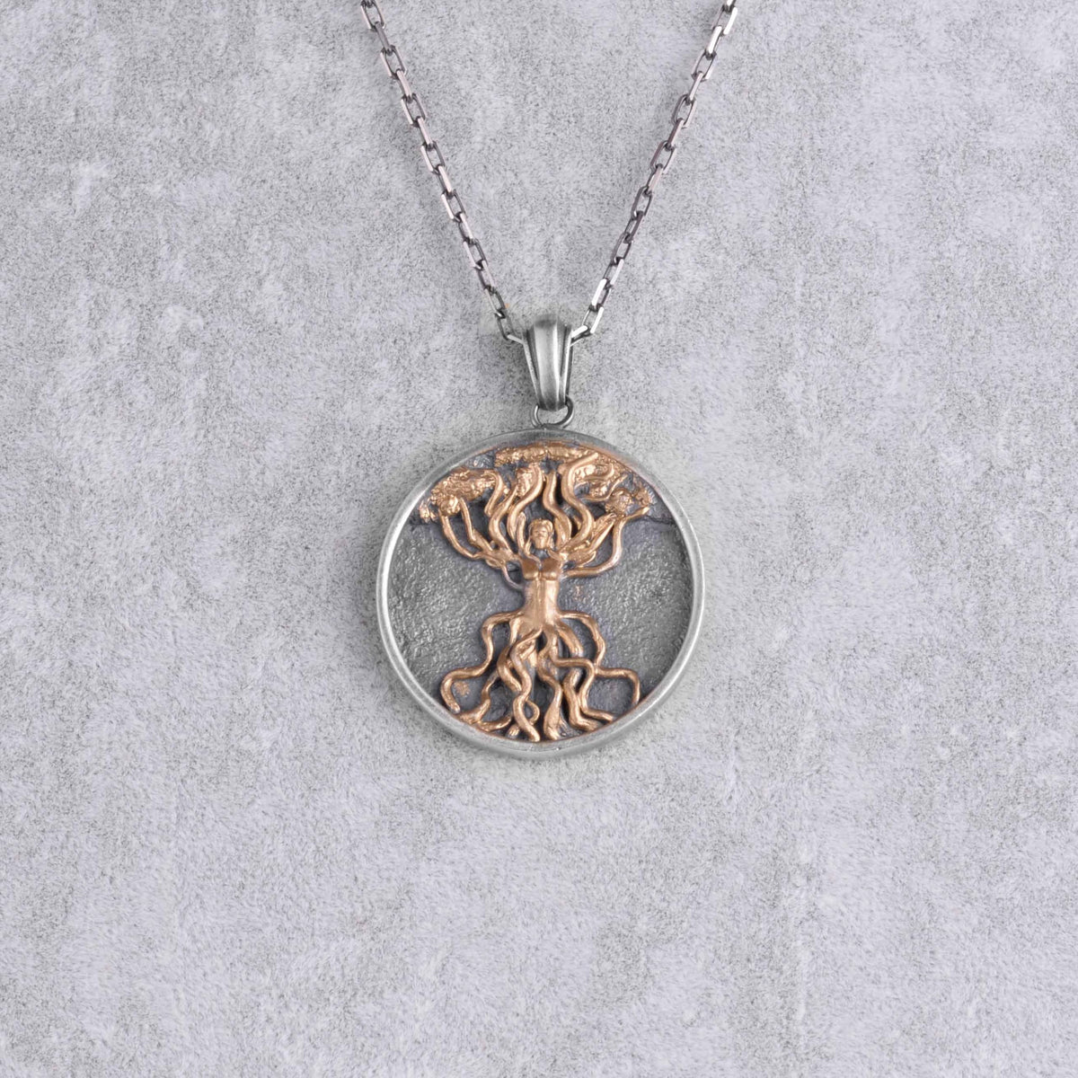 KAMBO Tree of Life Spirit Necklace - 925 Sterling Silver Handmade Chain Necklace for Men - Symbol of Life, Growth, and Strength for Nature Lovers (Gold Plated) — 4