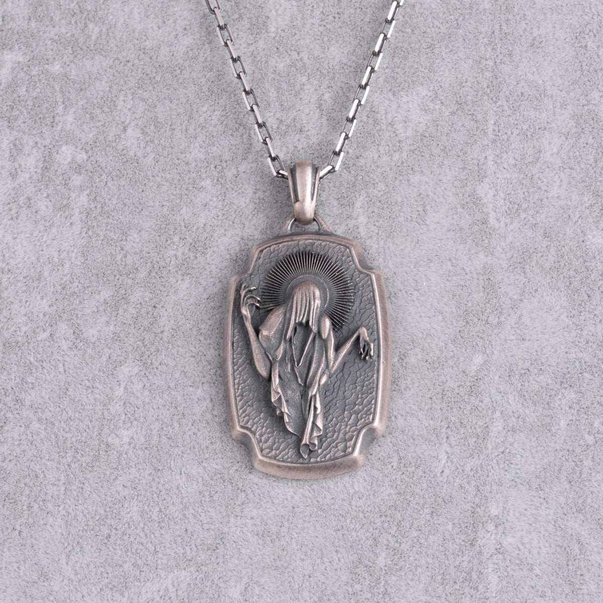 KAMBO 925 Sterling Silver Men's Necklace – Azrael Necklace – Symbolic Gothic Jewelry – Handmade Spiritual Necklace with Chain (Silver) — 4